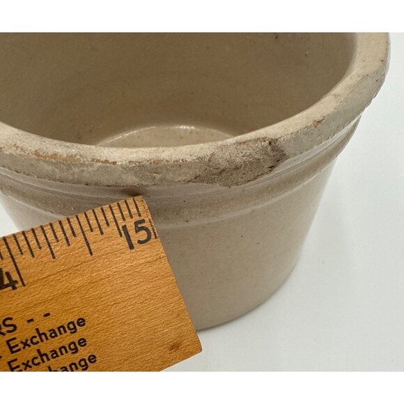 Set Of 2 Vtg Stoneware Crocks 3.5"x5"/3"x4" Rustic Decor Farmhouse One has chip - Picture 6 of 9